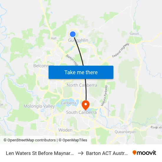 Len Waters St Before Maynard St to Barton ACT Australia map