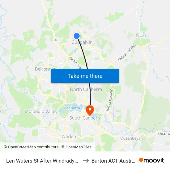 Len Waters St After Windradyne St to Barton ACT Australia map