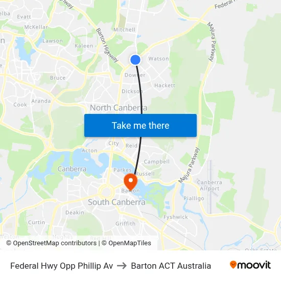 Federal Hwy Opp Phillip Av to Barton ACT Australia map