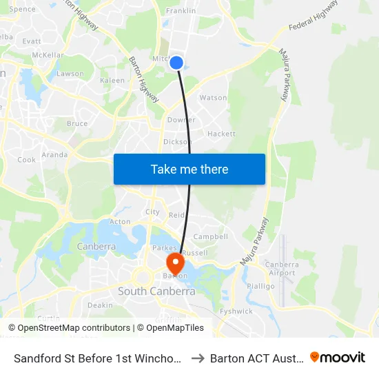 Sandford St Before 1st Winchombe Ct to Barton ACT Australia map
