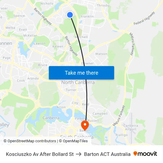 Kosciuszko Av After Bollard St to Barton ACT Australia map