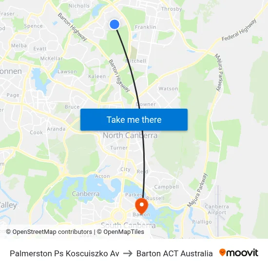 Palmerston Ps Koscuiszko Av to Barton ACT Australia map