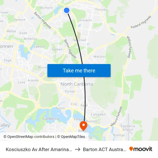 Kosciuszko Av After Amarina St to Barton ACT Australia map