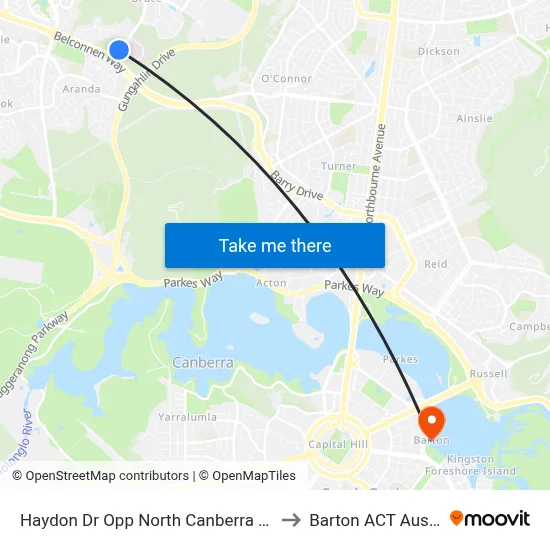 Haydon Dr Opp North Canberra Hospital to Barton ACT Australia map