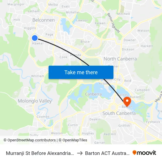 Murranji St Before Alexandria St to Barton ACT Australia map