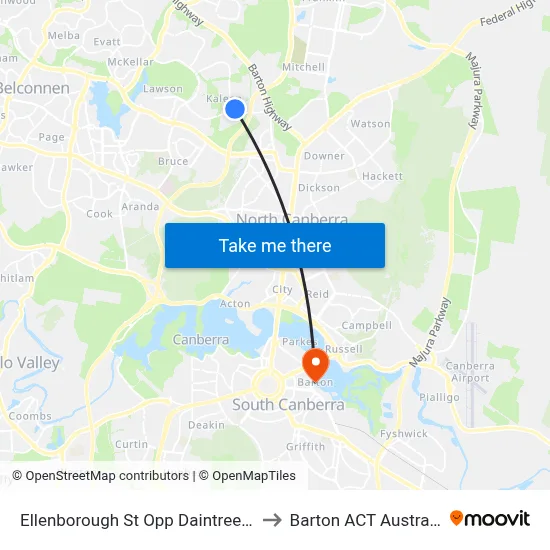Ellenborough St Opp Daintree Cr to Barton ACT Australia map