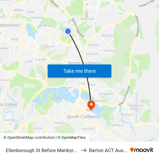 Ellenborough St Before Maribyrnong Av to Barton ACT Australia map