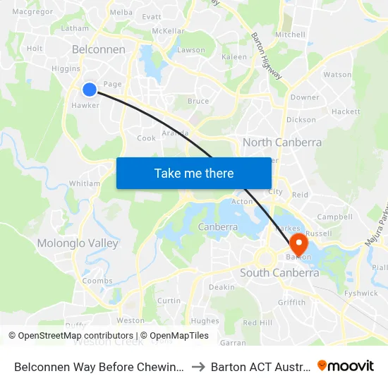 Belconnen Way Before Chewings St to Barton ACT Australia map