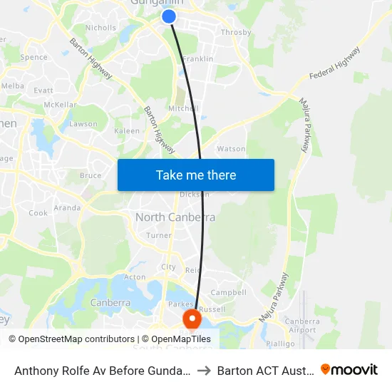 Anthony Rolfe Av Before Gundaroo Rd to Barton ACT Australia map