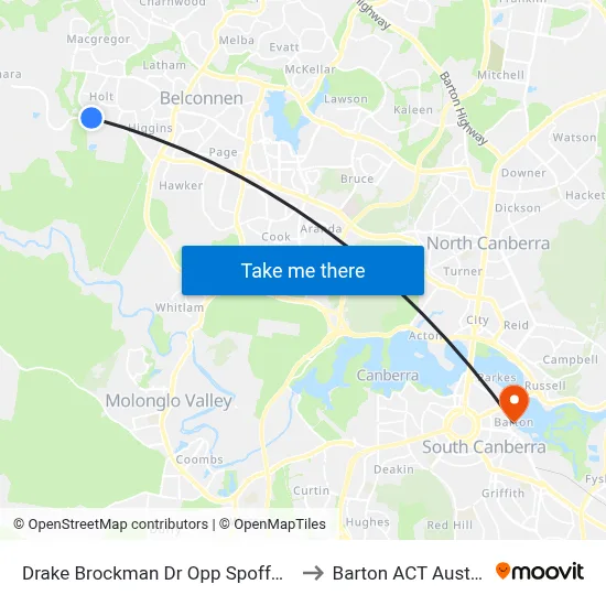Drake Brockman Dr Opp Spofforth St to Barton ACT Australia map