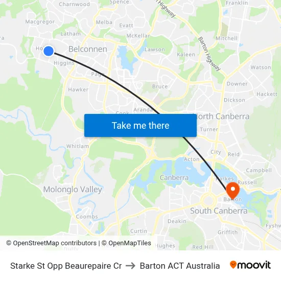 Starke St Opp Beaurepaire Cr to Barton ACT Australia map