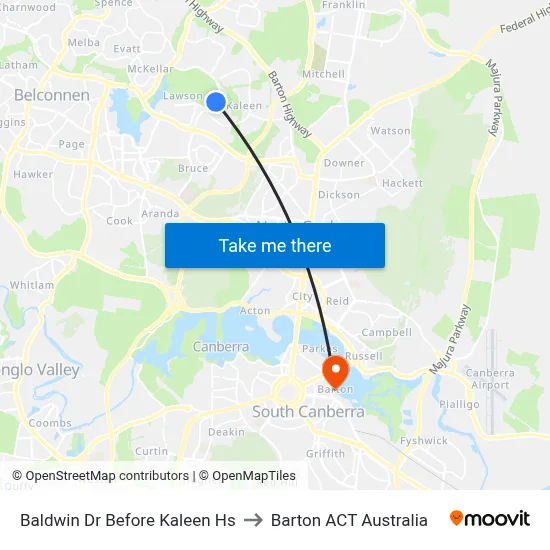 Baldwin Dr Before Kaleen Hs to Barton ACT Australia map