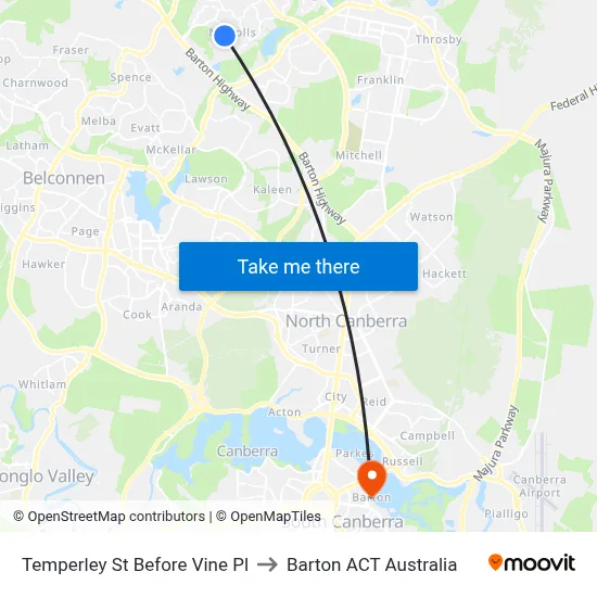 Temperley St Before Vine Pl to Barton ACT Australia map