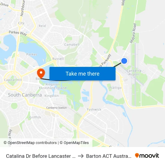 Catalina Dr Before Lancaster Pl to Barton ACT Australia map