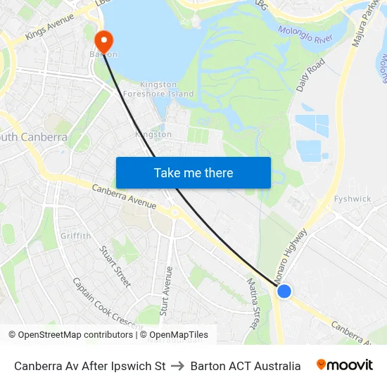 Canberra Av After Ipswich St to Barton ACT Australia map