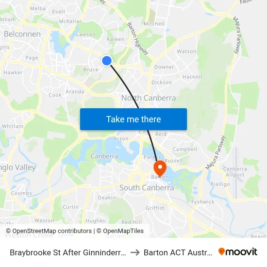 Braybrooke St After Ginninderra Dr to Barton ACT Australia map