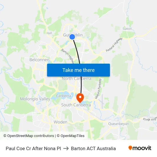 Paul Coe Cr After Nona Pl to Barton ACT Australia map