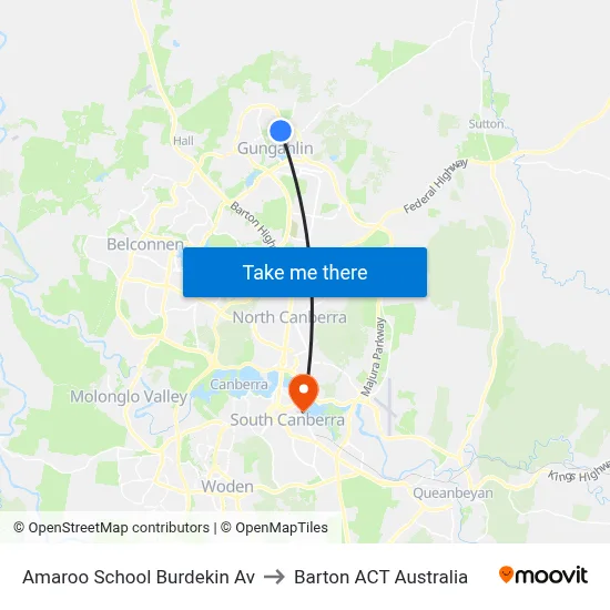 Amaroo School Burdekin Av to Barton ACT Australia map
