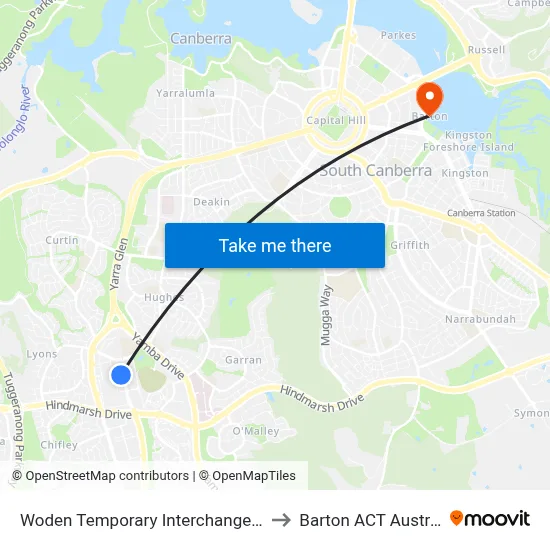 Woden Temporary Interchange Plt 2 to Barton ACT Australia map