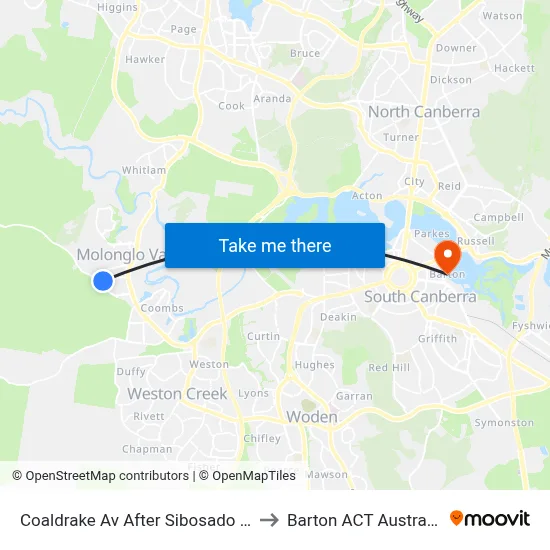 Coaldrake Av After Sibosado St to Barton ACT Australia map