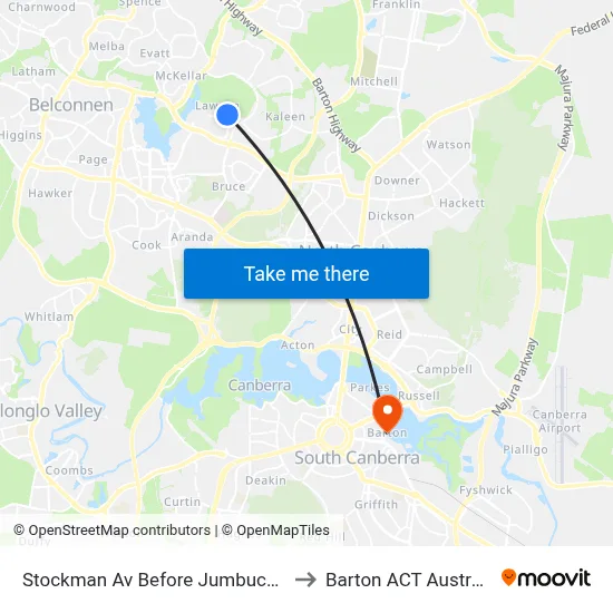 Stockman Av Before Jumbuck Cr to Barton ACT Australia map