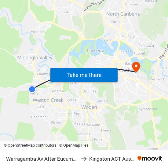 Warragamba Av After Eucumbene Dr to Kingston ACT Australia map