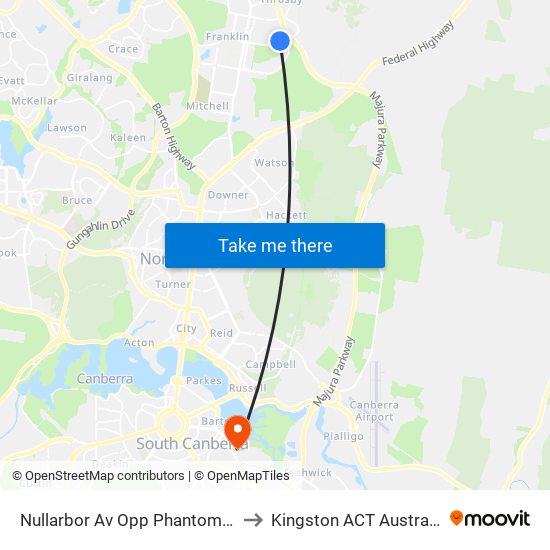 Nullarbor Av Opp Phantom St to Kingston ACT Australia map