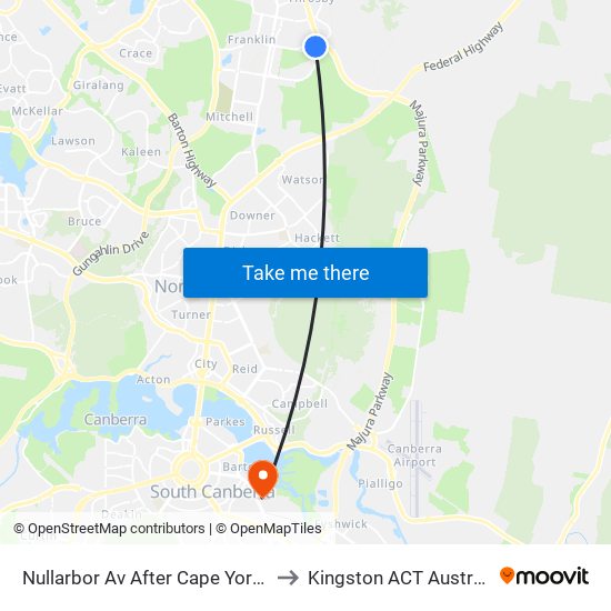 Nullarbor Av After Cape York St to Kingston ACT Australia map