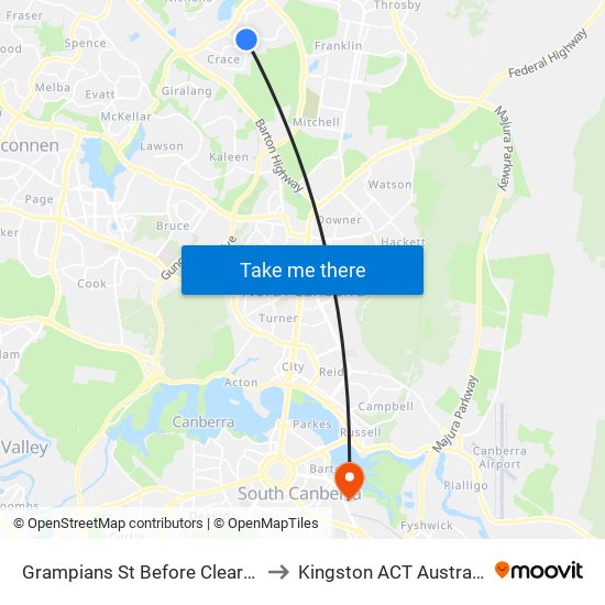 Grampians St Before Clear St to Kingston ACT Australia map