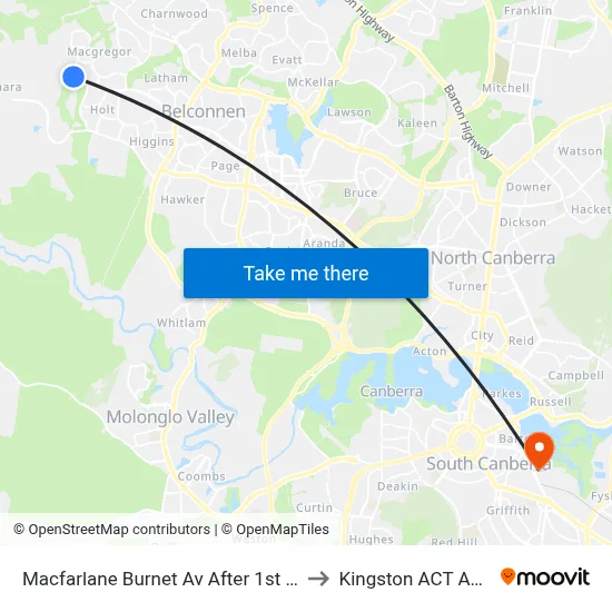 Macfarlane Burnet Av After 1st Eccles Cct to Kingston ACT Australia map