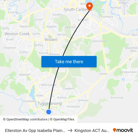 Ellerston Av Opp Isabella Plains Shops to Kingston ACT Australia map