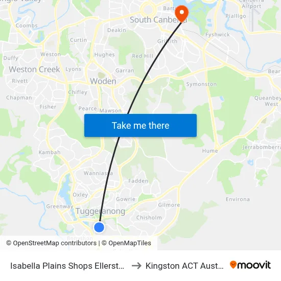 Isabella Plains Shops Ellerston Av to Kingston ACT Australia map