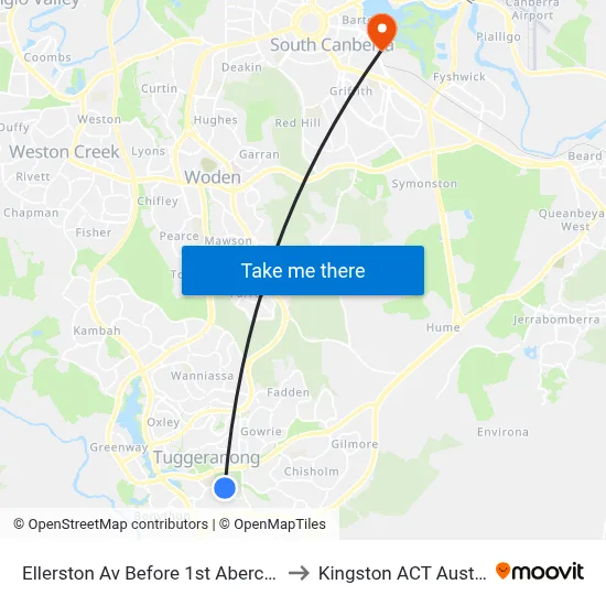 Ellerston Av Before 1st Abercorn Cr to Kingston ACT Australia map