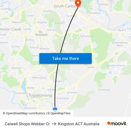 Calwell Shops Webber Cr to Kingston ACT Australia map