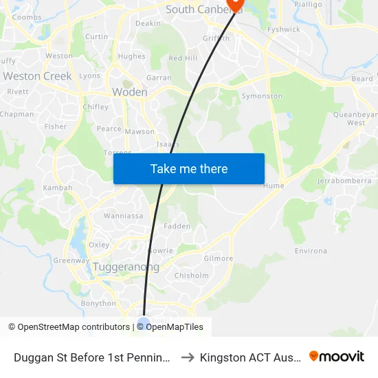 Duggan St Before 1st Pennington Cr to Kingston ACT Australia map
