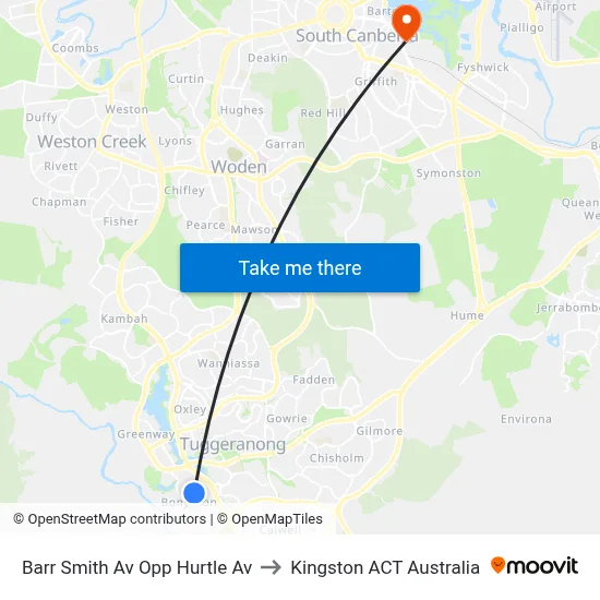 Barr Smith Av Opp Hurtle Av to Kingston ACT Australia map