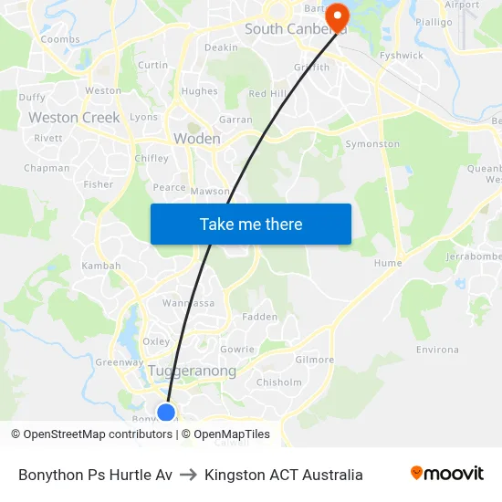 Bonython Ps Hurtle Av to Kingston ACT Australia map