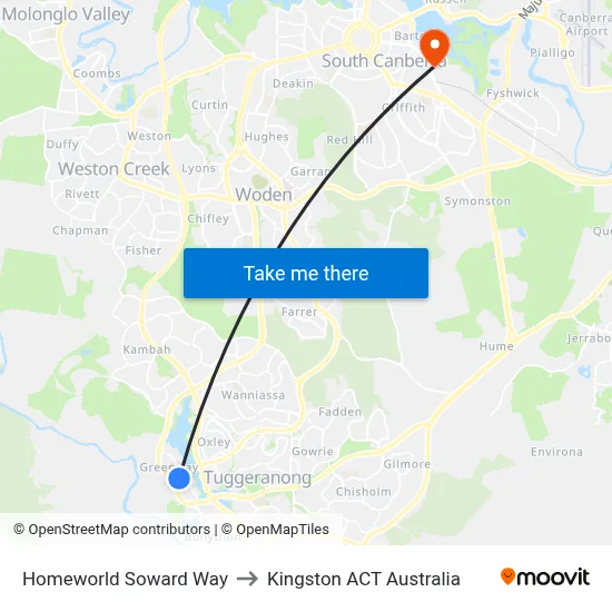 Homeworld Soward Way to Kingston ACT Australia map