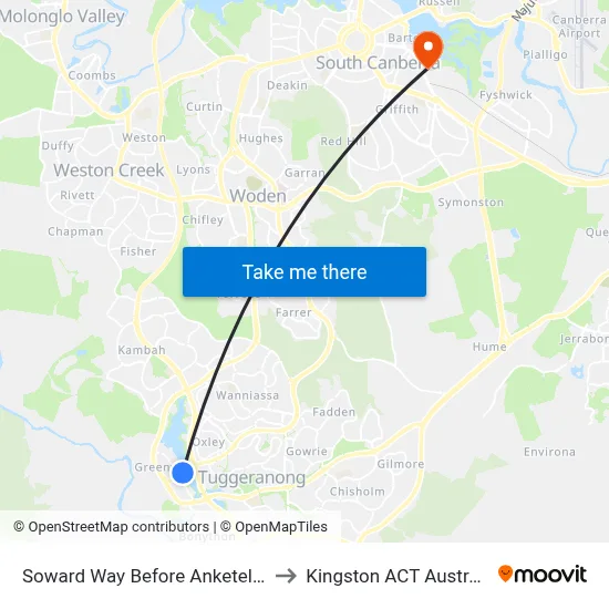 Soward Way Before Anketell St to Kingston ACT Australia map