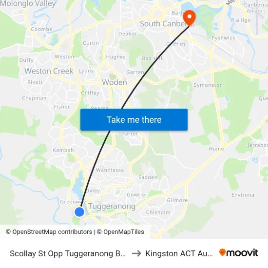 Scollay St Opp Tuggeranong Bus Depot to Kingston ACT Australia map