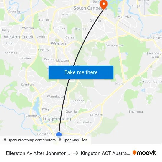 Ellerston Av After Johnston Dr to Kingston ACT Australia map