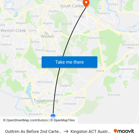 Outtrim Av Before 2nd Carter Cr to Kingston ACT Australia map