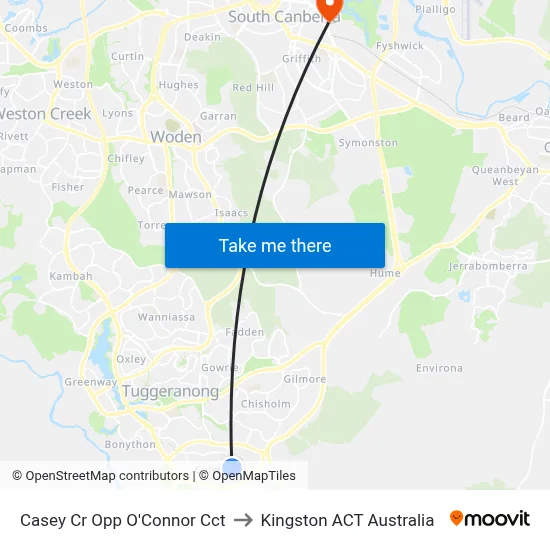 Casey Cr Opp O'Connor Cct to Kingston ACT Australia map