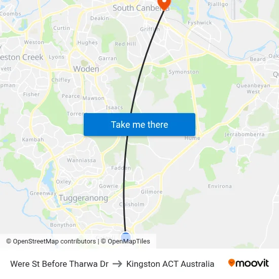 Were St Before Tharwa Dr to Kingston ACT Australia map