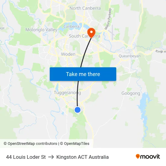 44 Louis Loder St to Kingston ACT Australia map