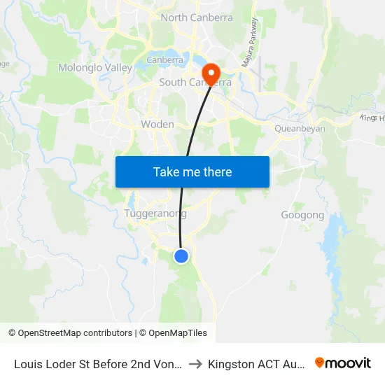 Louis Loder St Before 2nd Vonwiller Cr to Kingston ACT Australia map