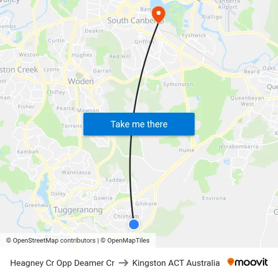 Heagney Cr Opp Deamer Cr to Kingston ACT Australia map