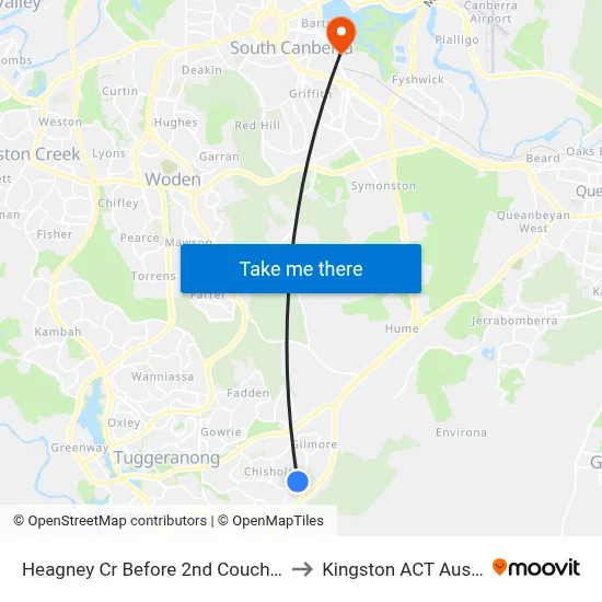 Heagney Cr Before 2nd Couchman Cr to Kingston ACT Australia map