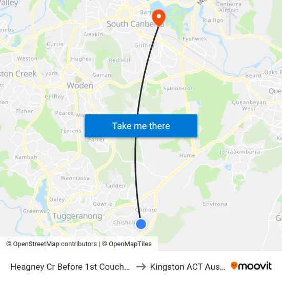 Heagney Cr Before 1st Couchman Cr to Kingston ACT Australia map