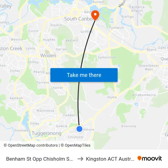 Benham St Opp Chisholm Shops to Kingston ACT Australia map